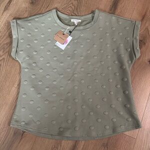 Blu Pepper Sage Green Textured Short Sleeve Top